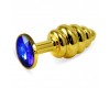 Золотая анальная пробка Rosebud Classic S с синим стразом
