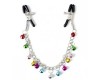 Зажимы для сосков на крупной цепочке с разноцветными бубенчиками