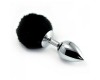 Анальная пробка с черным хвостиком кролика Small Silver Plug